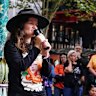 Isla Bell’s mother, Justine, speaks at the rally on Saturday.