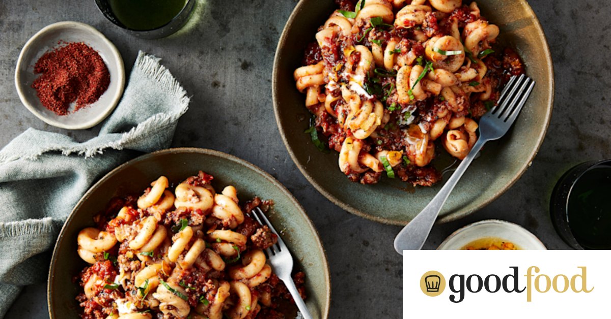 Manti-style pasta recipe with lamb mince and lemon yoghurt