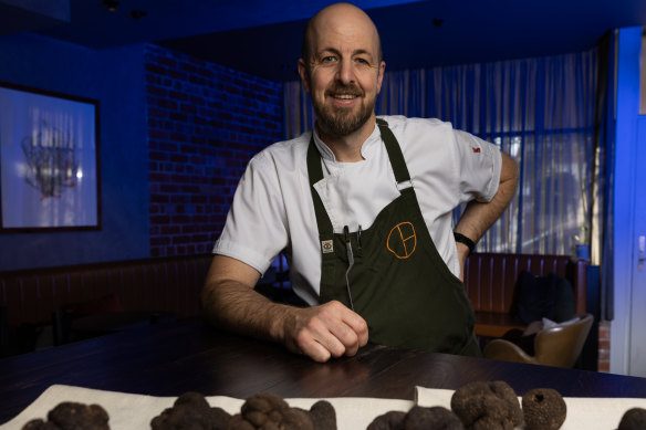 Julian Hills with his trove of truffles at Navi in Yarraville. 