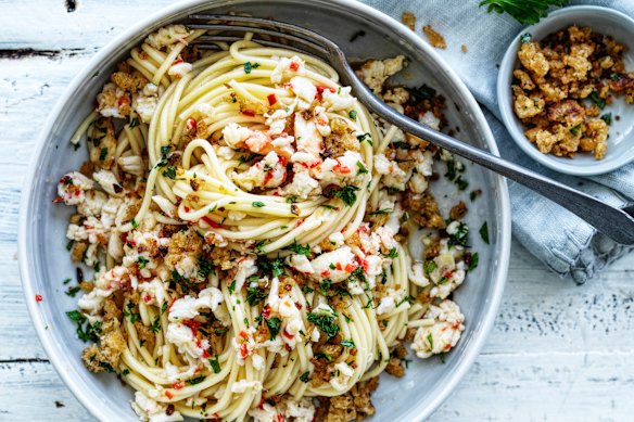 Neil Perry’s spaghetti with spanner crab and pangrattato.