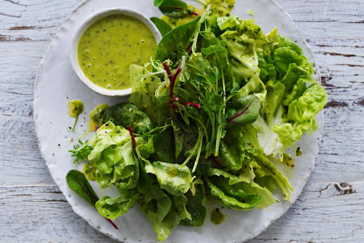 Leaf salad with parsley vinaigrette.
