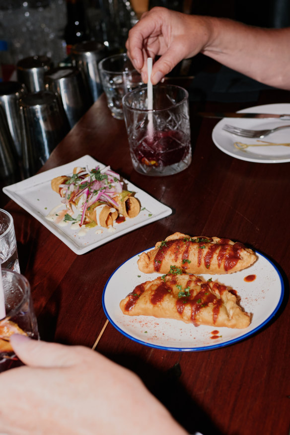 Empanadas and taquitos at Little Drop of Poison in Eltham.