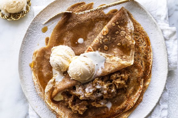 Apple pie crepes.