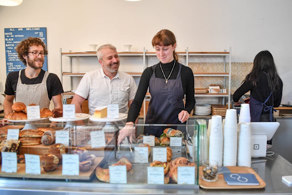Boris Portnoy and the staff to the north bakery in 2020.