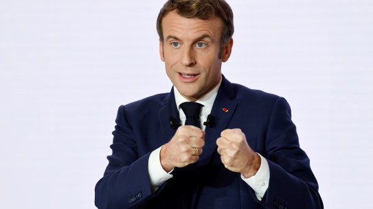 French President Emmanuel Macron gestures as he delivers a speech during a press conference on France assuming EU presidency, last week.