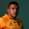 SUNSHINE COAST, AUSTRALIA - JUNE 24:  Allan Alaalatoa poses during the Australian Wallabies 2022 team headshots session on June 24, 2022 in Sunshine Coast, Australia. (Photo by Chris Hyde/Getty Images for Rugby Australia) SUNSHINE COAST, AUSTRALIA - JUNE 24: Allan Alaalatoa poses during the Australian Wallabies 2022 team headshots session on June 24, 2022 in Sunshine Coast, Australia. (Photo by Chris Hyde/Getty Images for Rugby Australia)
