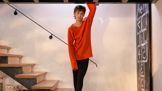 Troye Sivan at his house in Melbourne. The interior decoration of his home by Flack Studio won an award for interior decoration in 2022 Australian Interior Design Awards.