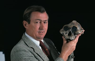 Anthropologist Richard Leakey with Australopithecus Skull.