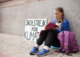Greta Thunberg, 15, who protests outside the Swedish Parliament every Friday.