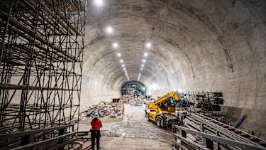 Construction of Victoria Cross Station, 31 metres below ground level, in the heart of the North Sydney business district, part of stage 2 of Sydney’ Metro’s plan to build 66km of metro rail across Sydney by 2024. It is the biggest urban rail project in Australian history. 
