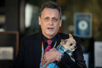 Andy Meddick outside Parliament last month.