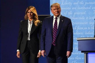  Melania Trump and Donald Trump, pictured after Tuesday night's debate, have both tested positive.