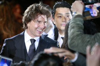 Tom Cruise smiles at fans upon his arrival for the Japan premiere of his film “Jack Reacher: Never Go Back” in Tokyo in 2016. 