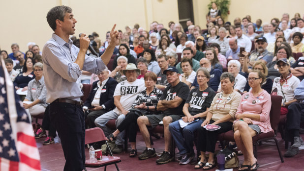 Texas Democratic Senate candidate Beto O'Rourke speaks during a campaign stop at St. Louis Baptist Church in Tyler, Texas.