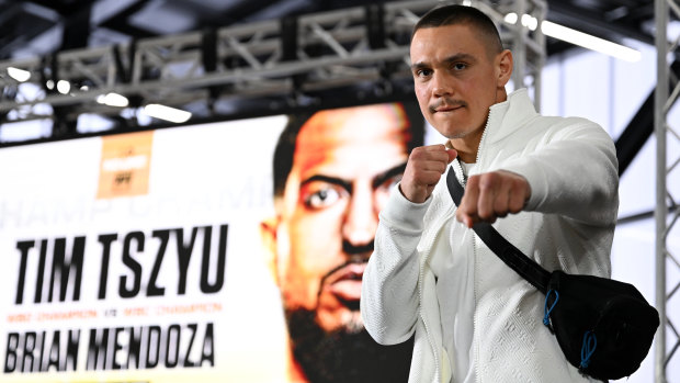 Tim Tszyu at the announcement of his next boxing opponent, American Brian Mendoza.