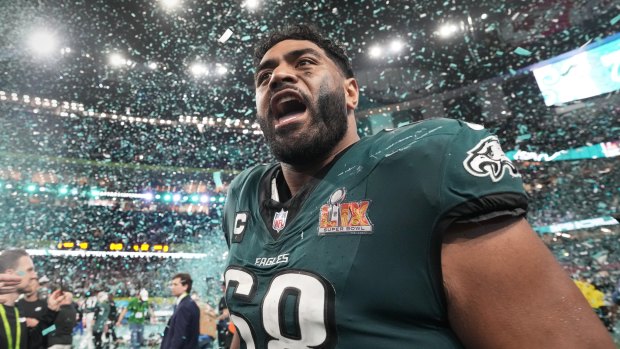Jordan Mailata after the Eagles’ victory in the Super Bowl.
