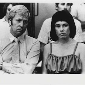 Hamblin as Michael Chamberlain with Elaine Hudson as Lindy in ‘The Disappearance of Azaria Chamberlain’ in 1984.