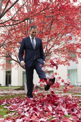 Treasurer Jim Chalmers in a light-hearted moment less than a week out from delivering the budget.