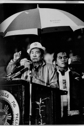 President Marcos during an election rally at Rizal Park.