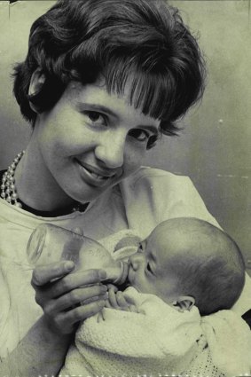 A Herald photo of baby Kim with her mother Helen Hull at Manly District Hospital in 1967. Kim was born premature and was one of the first babies kept alive in a humidicrib.