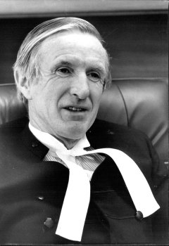  Justice Trevor Morling, Federal Court, in his chambers at the Supreme Court building, Queens Square, June 21, 1984. 