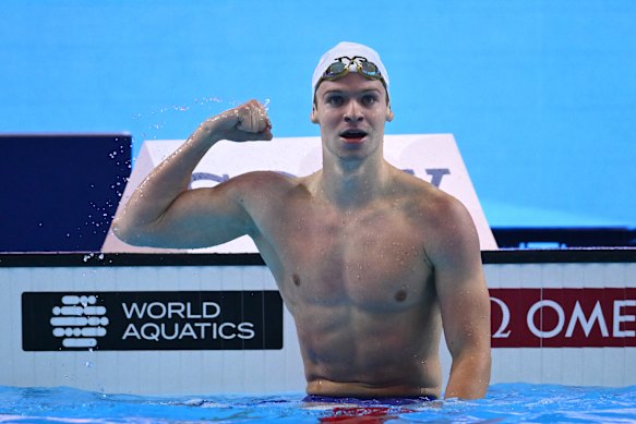 Leon Marchand broke a 14-year-old world record in the 200m individual medley. 