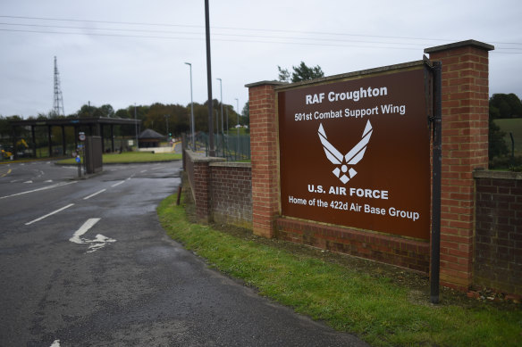 RAF Croughton near Brackley, England, where Harry Dunn was killed in a collision with a car driven by Anne Sacoolas.