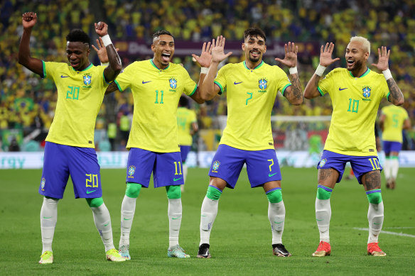 You either enjoy seeing Brazil celebrate goals like this, or you’re Roy Keane.