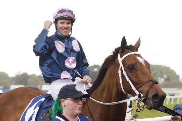 Tommy Berry celebrates on No Compromise.
