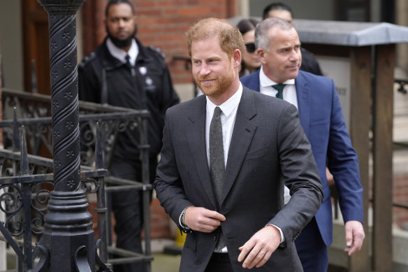 Prince Harry leaves the Royal Courts Of Justice in London in March. 