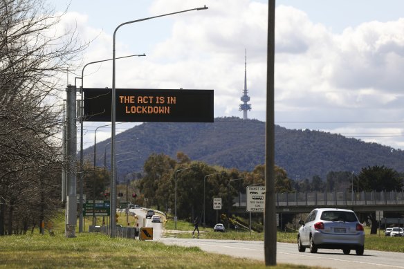 A street sign in Canberra last month.