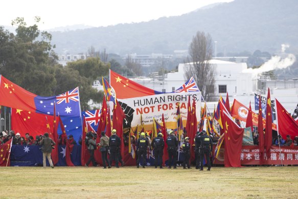 Protesters and pro-China supporters railled outside Parliament House this week as Prime Minister Anthony Albanese hosted Chinese Premier Li Qiang.