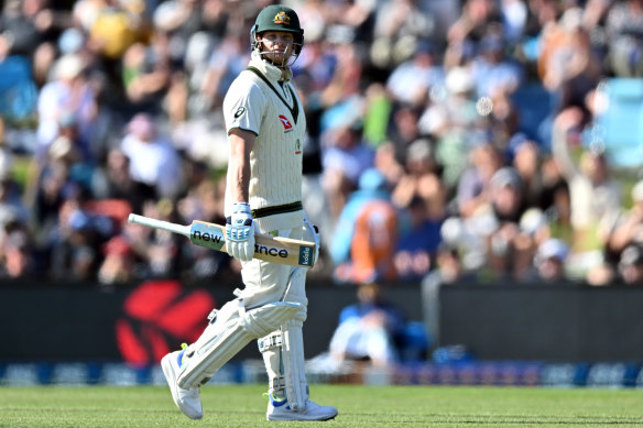 Steve Smith managed scores of 11 and nine opening the batting in Christchurch.