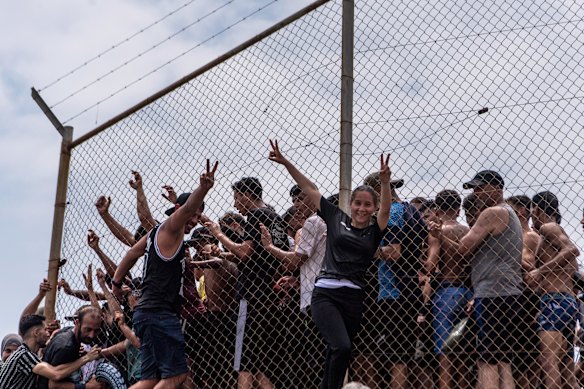 Migrants at the border of Spanish enclave of Ceuta.