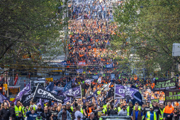 Thousands of protesters joined Wednesday’s rally in Melbourne.