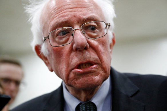 Bernie Sanders always looks like he's running for a bus, according to Larry David.