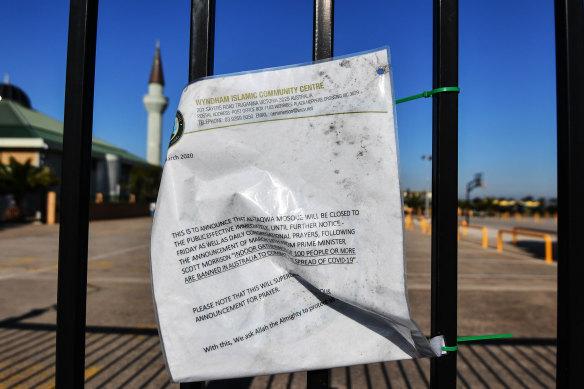 A notice on the gate at Al-Taqwa College in Truganina.