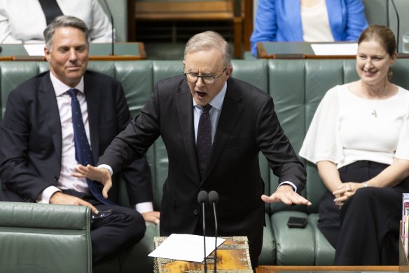 Prime Minister Anthony Albanese during the debate on stage 3 tax cuts in the House of Representatives.