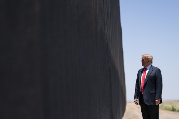 Donald Trump tours a section of the Mexican border wall in Arizona on June 23. 