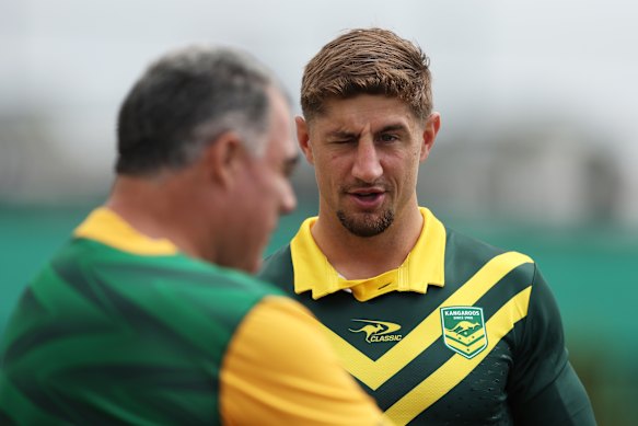 Zac Lomax trains with the Kangaroos in 2024.