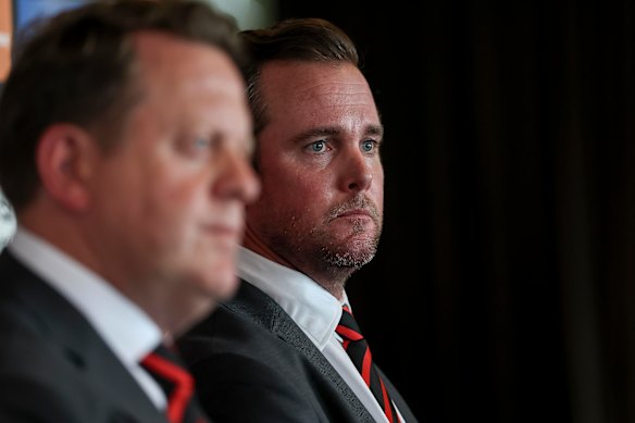 Andrew Welsh announces the club was parting ways with coach Brad Scott. 
