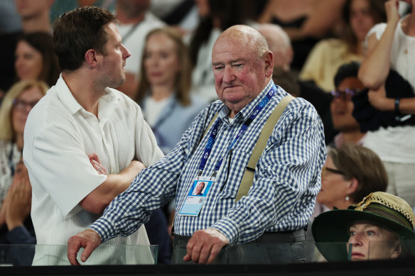 Lindsay Fox at the men’s singles final at the Australian Open in January. 