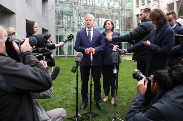Nationals MP Michael McCormack during a press conference at Parliament House in Canberra on Monday.