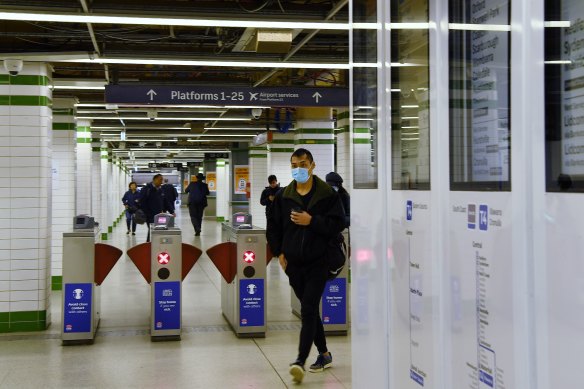 Commuters at Sydney's Central Station on Monday morning.