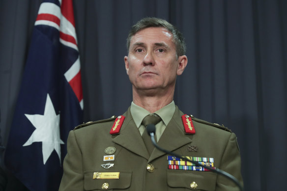 Major-General Craig Furini at the 2018 press conference announcing his appointment as the commander of Operation Sovereign Borders.