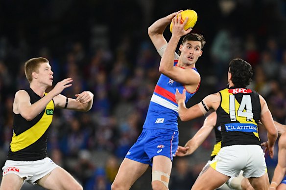 Sam Darcy was too tall and too good for Richmond’s defenders on Sunday.
