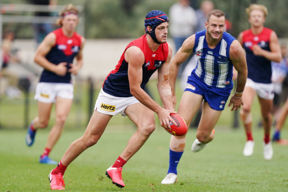 Angus Brayshaw is hopeful of being ready for round one after having his first competitive hit-out for the year in the practice match against North Melbourne.