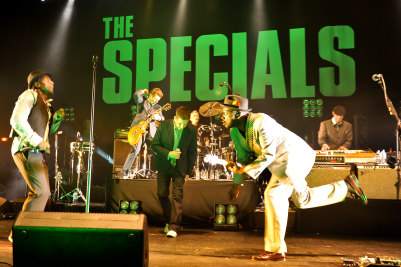 Neville Staple, Roddy Radiation, Terry Hall and Lynval Golding of the Specials perform at Brixton Academy on May 8, 2009 in London, England.
