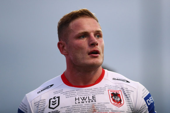 The incident allegedly took place after George Burgess arrived at the complainant’s home with a Dragons jersey for charity.