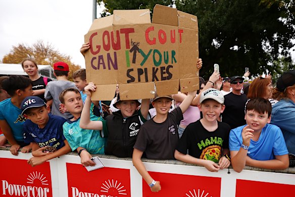 Fans show their support for Gout at Central Park in Stawell.